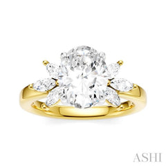 ASHI Oval Shape Semi-Mount Diamond Engagement Ring 198B3PPFHYW-SM-OV2