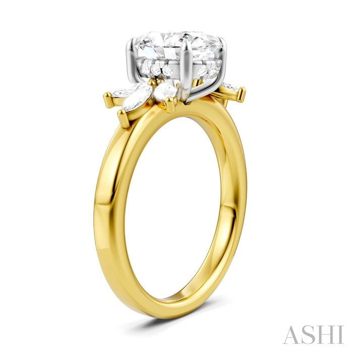 ASHI Oval Shape Semi-Mount Diamond Engagement Ring 198B3PPFHYW-SM-OV2