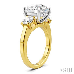 ASHI Round Shape Past Present & Future Semi-Mount Diamond Engagement Ring 199A1PPFHYW-SM-RD4