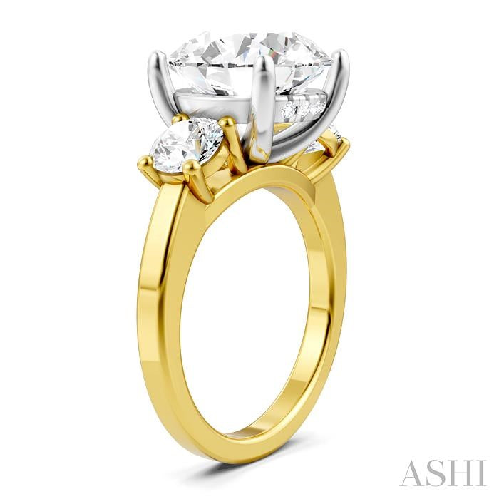ASHI Round Shape Past Present & Future Semi-Mount Diamond Engagement Ring 199A1PPFHYW-SM-RD5