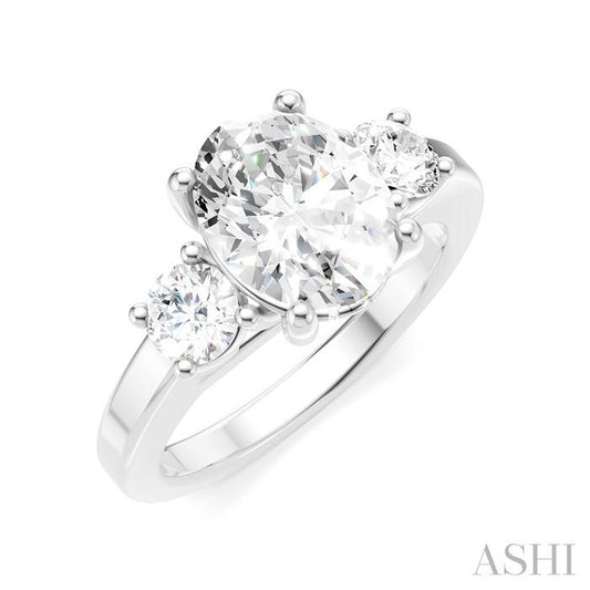 ASHI Oval Shape Semi-Mount Diamond Engagement Ring 199A3PPFHWG-SM-OV2