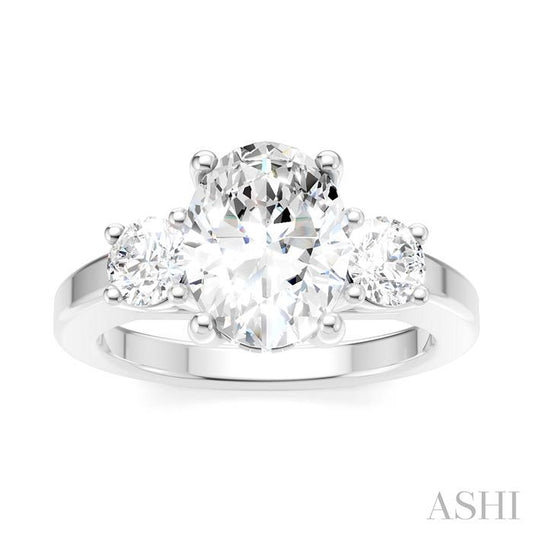 ASHI Oval Shape Semi-Mount Diamond Engagement Ring 199A3PPFHWG-SM-OV2