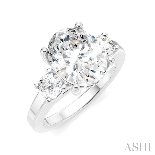 ASHI Oval Shape Semi-Mount Diamond Engagement Ring 199A3PPFHWG-SM-OV3