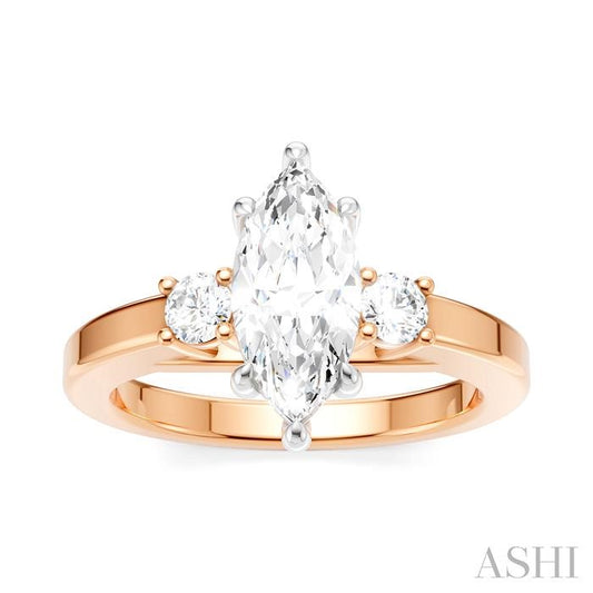 ASHI Marquise Shape Semi-Mount Diamond Engagement Ring 199A6PPFHPW-SM-MQ1