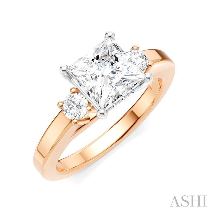 ASHI Princess Shape Semi-Mount Diamond Engagement Ring 199A6PPFHPW-SM-PN1