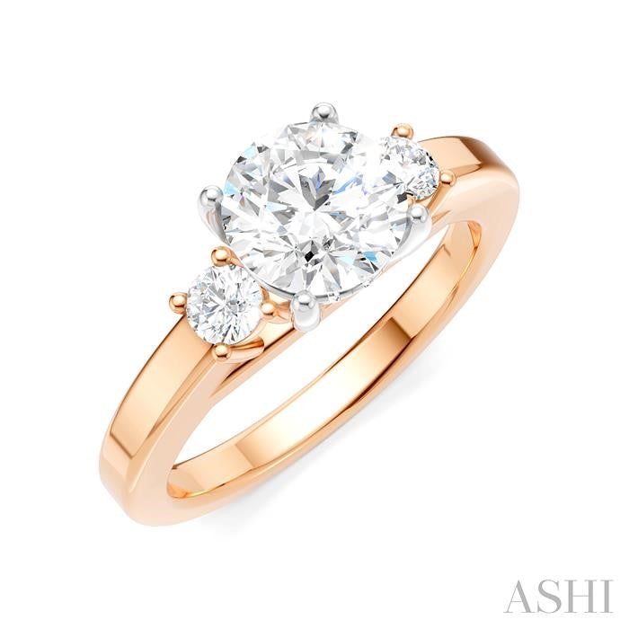 ASHI Round Shape Past Present & Future Semi-Mount Diamond Engagement Ring 199A6PPFHPW-SM-RD1