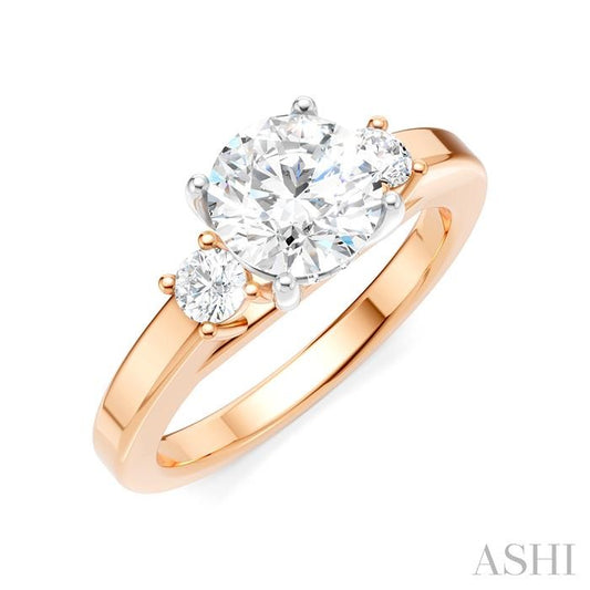 ASHI Round Shape Past Present & Future Semi-Mount Diamond Engagement Ring 199A6PPFHPW-SM-RD1