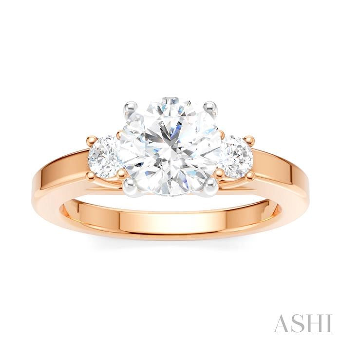 ASHI Round Shape Past Present & Future Semi-Mount Diamond Engagement Ring 199A6PPFHPW-SM-RD1