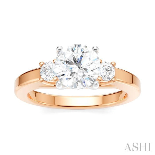ASHI Round Shape Past Present & Future Semi-Mount Diamond Engagement Ring 199A6PPFHPW-SM-RD1