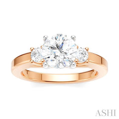 ASHI Round Shape Past Present & Future Semi-Mount Diamond Engagement Ring 199A6PPFHPW-SM-RD1
