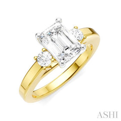 ASHI Emerald Shape Semi-Mount Diamond Engagement Ring 199A6PPFHYW-SM-EM1