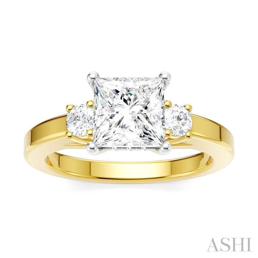 ASHI Princess Shape Semi-Mount Diamond Engagement Ring 199A6PPFHYW-SM-PN1