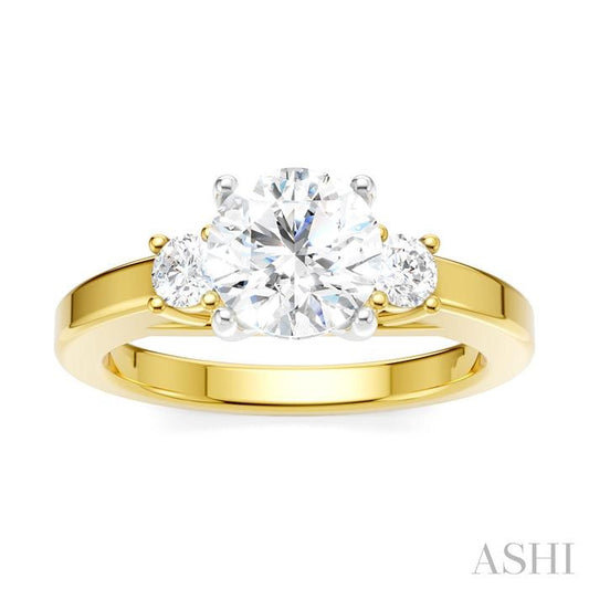 ASHI Round Shape Past Present & Future Semi-Mount Diamond Engagement Ring 199A6PPFHYW-SM-RD1