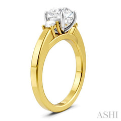 ASHI Round Shape Past Present & Future Semi-Mount Diamond Engagement Ring 199A6PPFHYW-SM-RD1