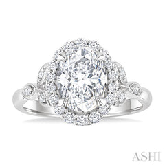 ASHI Oval Shape Semi-Mount Halo Diamond Engagement Ring 199B5PPFHWG-SM-OV2