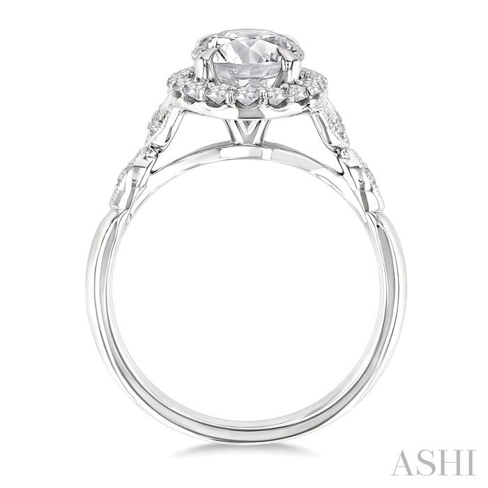 ASHI Oval Shape Semi-Mount Halo Diamond Engagement Ring 199B5PPFHWG-SM-OV2