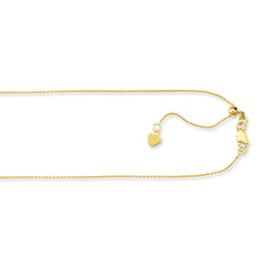 Yellow Gold Diamond Cut/ Textured Adjustable Cable Necklace