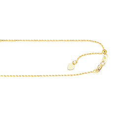 Yellow Gold Diamond Cut/ Textured Adjustable Solid Diamond Cut Rope Necklace