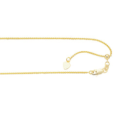 Yellow Gold Diamond Cut/ Textured Adjustable Round Wheat Necklace