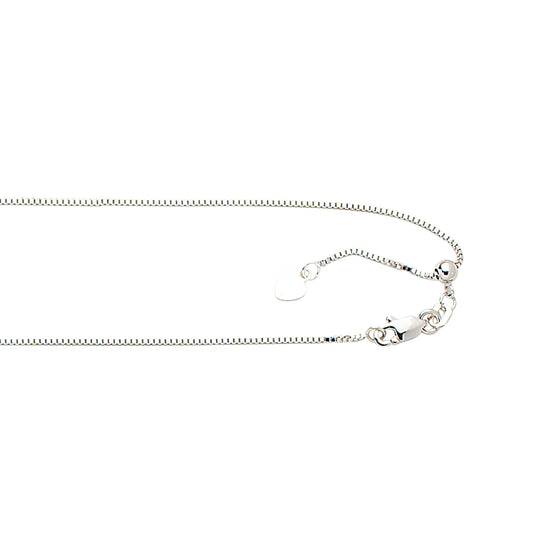 White Gold Polished Adjustable Box Necklace