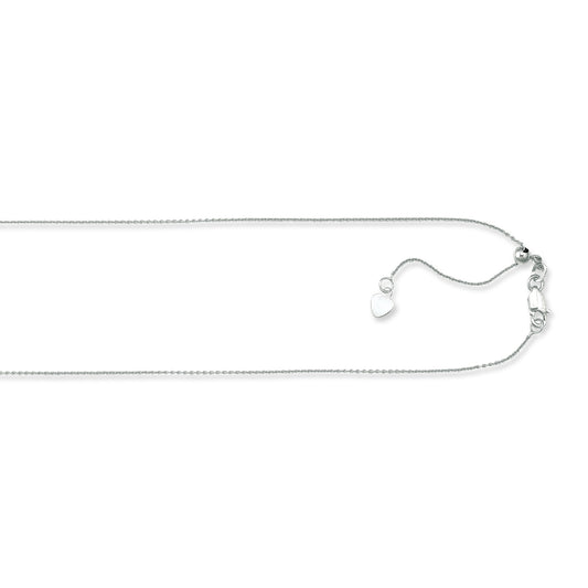 White Gold Diamond Cut/ Textured Adjustable Cable Necklace