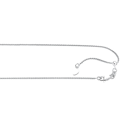 White Gold Diamond Cut/ Textured Adjustable Round Wheat Necklace