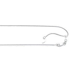White Gold Diamond Cut/ Textured Adjustable Round Wheat Necklace
