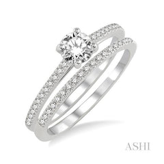 ASHI Round Shape Diamond Wedding Set 19553PPFHWG-WS