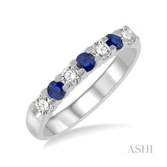 ASHI 7 Alternate Gemstone & Diamond Wedding Band 46485PPFGSPWG
