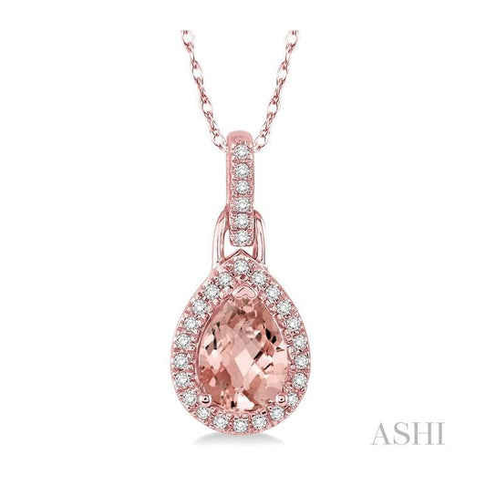 ASHI Pear Shape Gemstone & Halo Diamond Pendant 61098PPTSPDMOPG