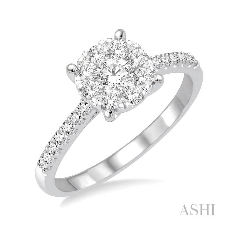 ASHI Round Shape Lovebright Essential Diamond Engagement Ring 150C2PPFGWG