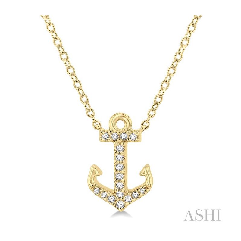ASHI Anchor Petite Diamond Fashion Pendant 645C8PPTSPDYG