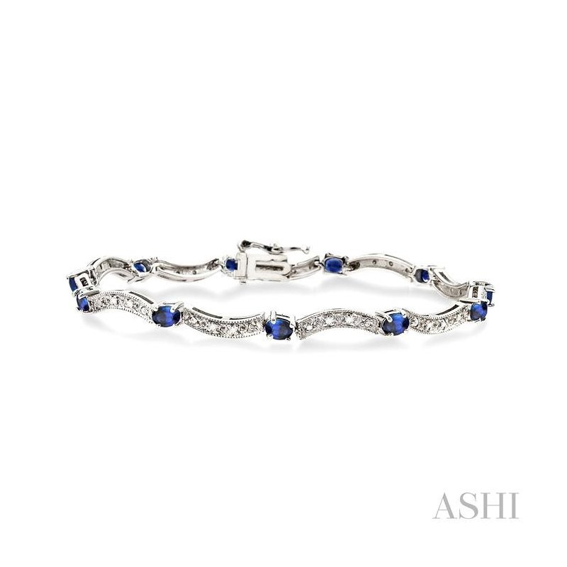 ASHI Oval Shape Gemstone & Diamond Bracelet 76800PPFSSPW