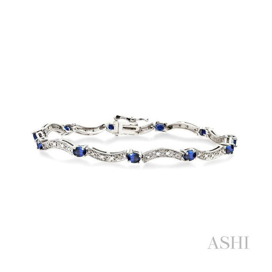 ASHI Oval Shape Gemstone & Diamond Bracelet 76800PPFSSPW