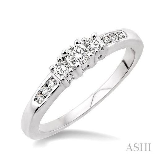ASHI Round Shape Past Present & Future Diamond Engagement Ring 24206PPFXWG-LE