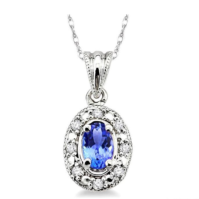 Parkplace Jewelers Oval Shape Gemstone & Diamond Pendant 58199PPTSPDTZWG