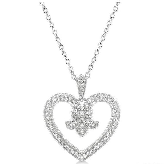 Parkplace Jewelers Heart Shape Fleur De Lis Diamond Fashion Pendant 930L8PPTSPDWG