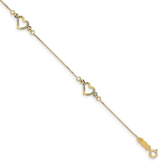 Quality Gold 14K Fancy Heart Bracelet SF1578-7.25