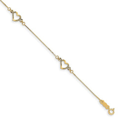 Quality Gold 14K Fancy Heart Bracelet SF1578-7.25