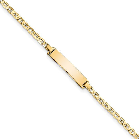 Quality Gold 14k Flat Anchor Link ID Bracelet LID71-7