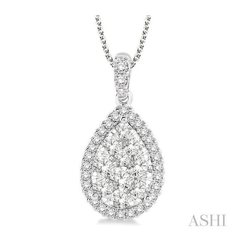 ASHI Pear Shape Halo Lovebright Essential Diamond Pendant 96090PPFVPDWG-2.00