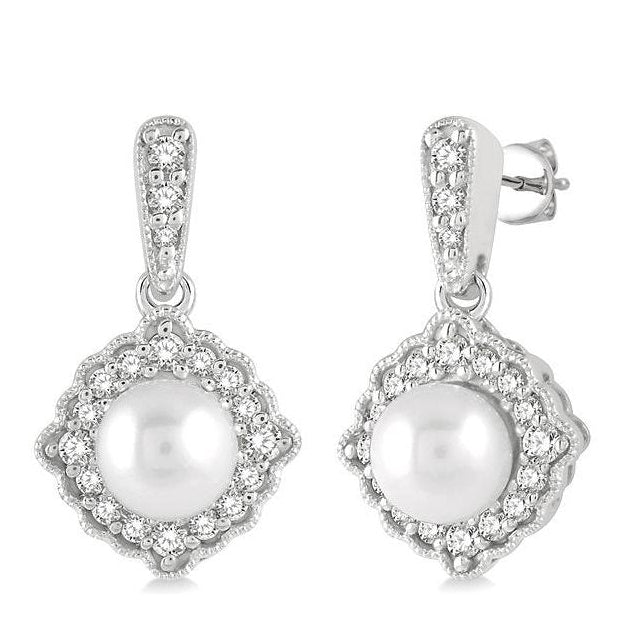 Parkplace Jewelers Pearl & Halo Diamond Earrings 555A6PPTGERWPWG