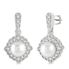 Parkplace Jewelers Pearl & Halo Diamond Earrings 555A6PPTGERWPWG