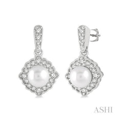 ASHI Pearl & Halo Diamond Earrings 555A6PPTGERWPWG