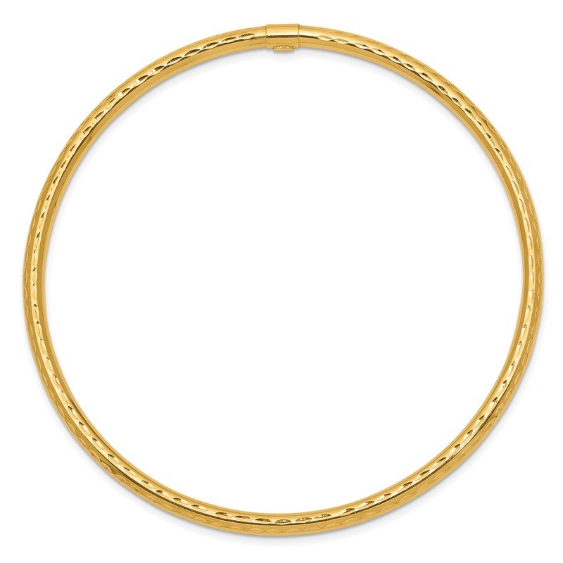 Quality Gold 14k 3mm Diamond-cut Tube Slip-on Bangle DB477