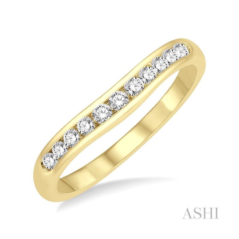 ASHI Curved Diamond Wedding Band 30356PPFGYG