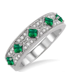 Parkplace Jewelers Princess Shape Gemstone & Diamond Fashion Band 46298PPFHEMWG