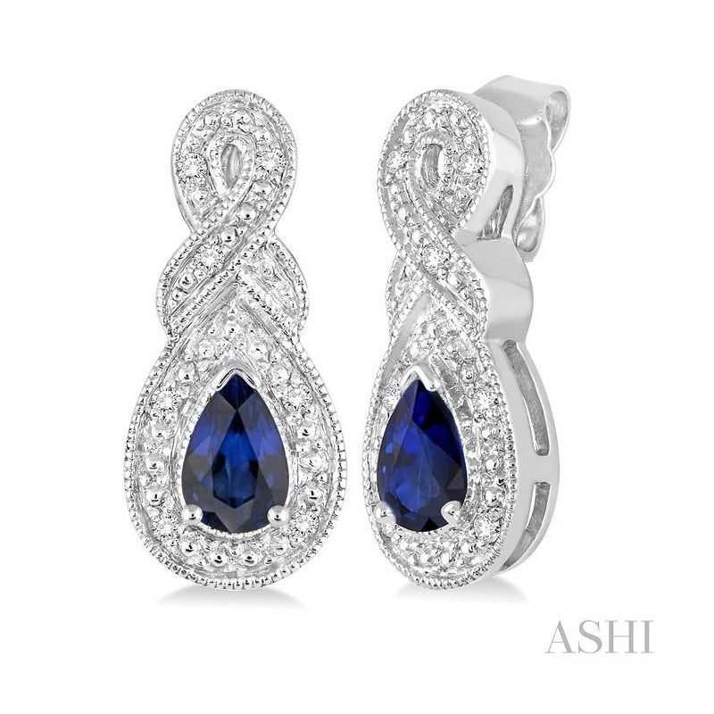 ASHI Silver Pear Shape Gemstone & Diamond Earrings 88649PPSSSPSLER