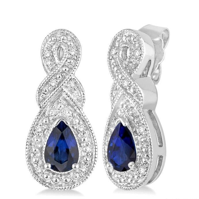 Parkplace Jewelers Silver Pear Shape Gemstone & Diamond Earrings 88649PPSSSPSLER