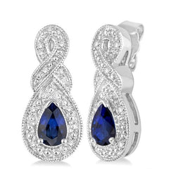 Parkplace Jewelers Silver Pear Shape Gemstone & Diamond Earrings 88649PPSSSPSLER